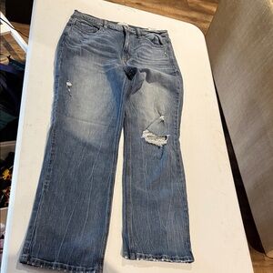 Studio Light Blue Distressed Women's Straight Leg Jeans